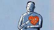 illustration of a man with an exposed red heart