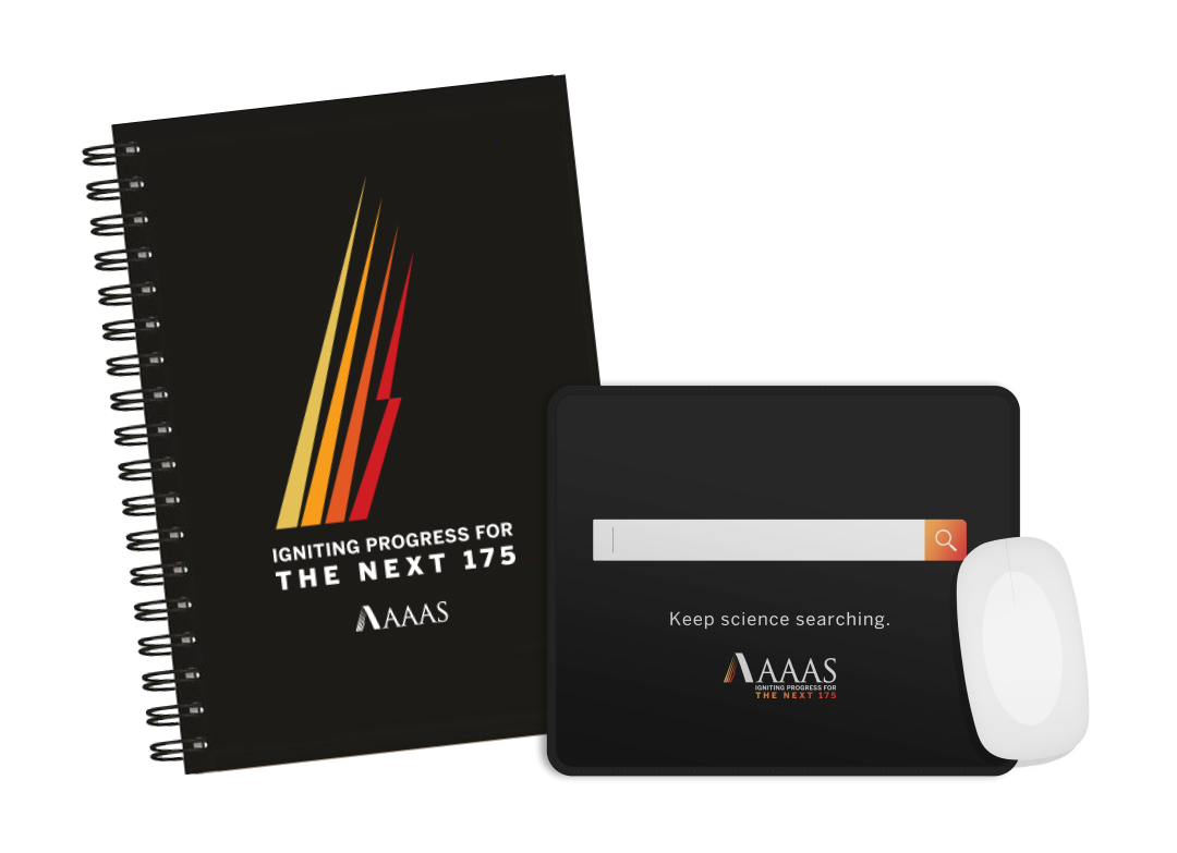 AAAS 175th Anniversary notebook and mousepad
